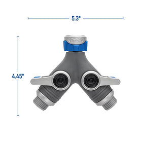 Dual valves provide independent control on each watering path.