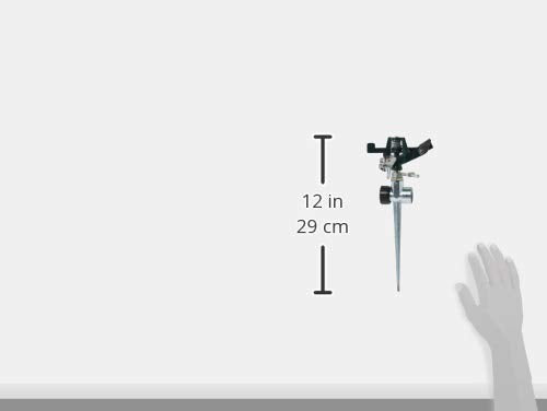 Orbit Zinc Spike Base keeps sprinkler stable during watering.