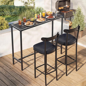 Orbotots compact bar-height table on a balcony ready for stools