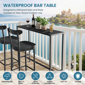 Orbotots outdoor bar table fully assembled with quick setup and level feet
