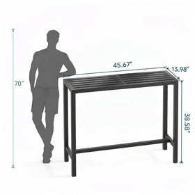 Orbotots 45in bar table side view illustrating compact fit for balcony spaces