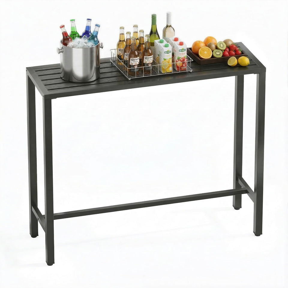 Orbotots outdoor bar table top view showing weatherproof HDPE surface for patio dining