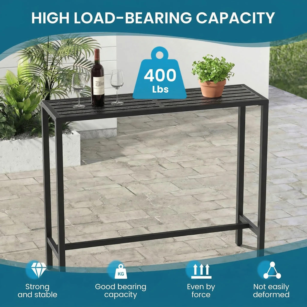 Orbotots weatherproof HDPE top with wood-grain finish on a sunny patio