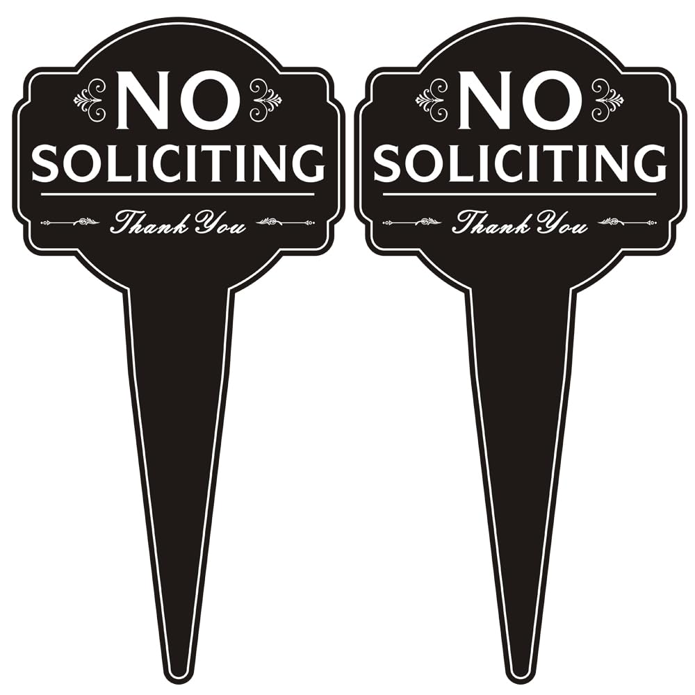 Oreadex No Soliciting Sign for house front with durable aluminum stake promotes outdoor privacy.