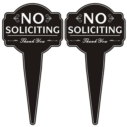 Oreadex No Soliciting Sign for house front with durable aluminum stake promotes outdoor privacy.