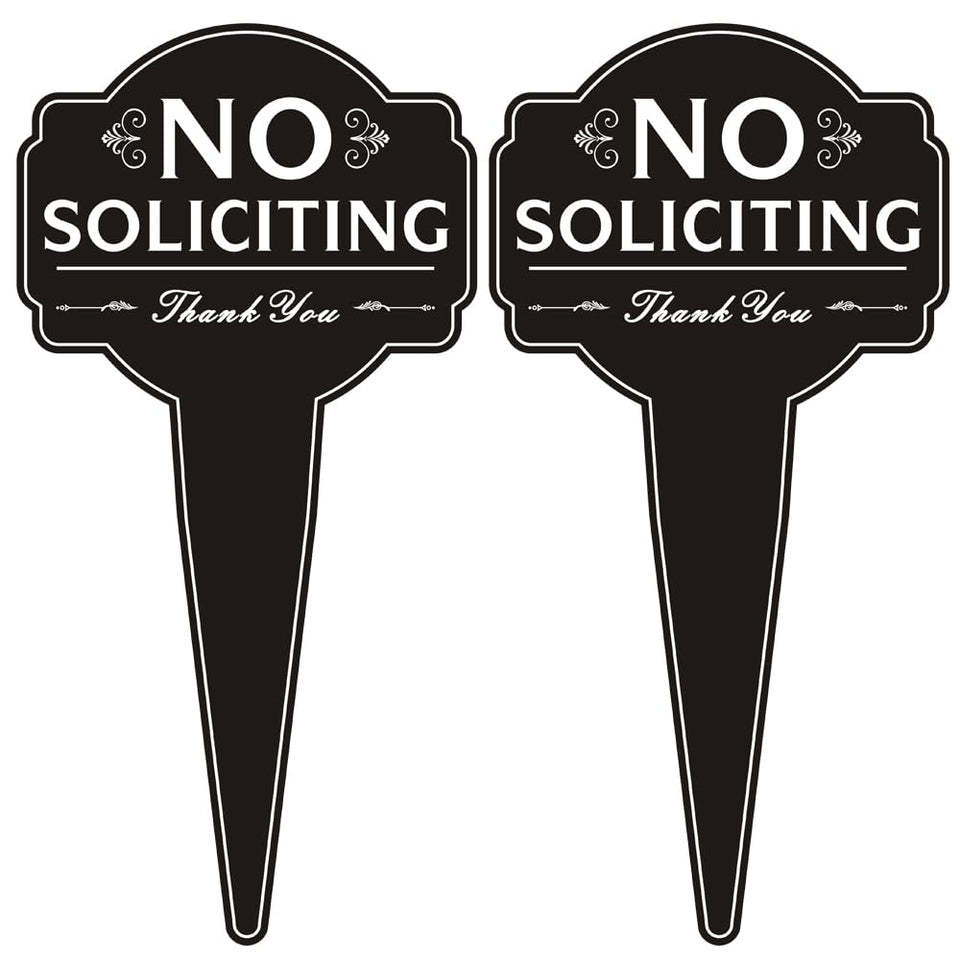 Oreadex No Soliciting Sign for house front with durable aluminum stake promotes outdoor privacy.