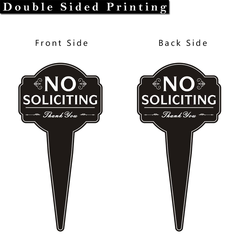 Oreadex No Soliciting Sign installed in yard enhances privacy and deterrence.