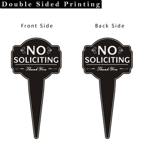 Oreadex No Soliciting Sign installed in yard enhances privacy and deterrence.