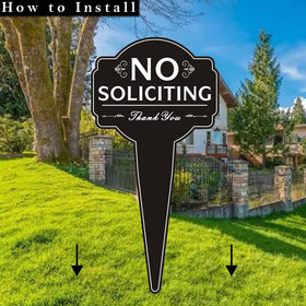 Oreadex No Soliciting Sign side view with double-sided print for visibility.