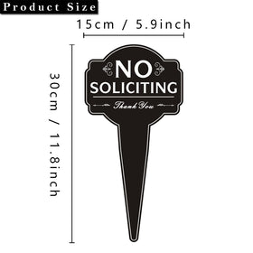 Oreadex No Soliciting Sign yard stake assembly shown for easy outdoor installation.