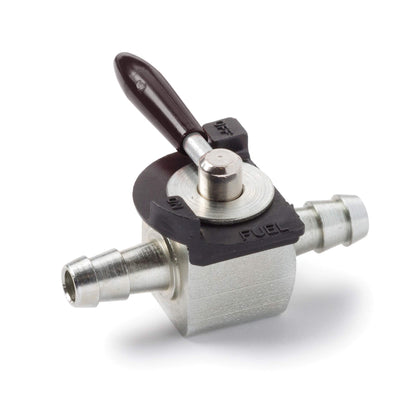 Oregon 07-403 inline fuel shut-off valve in gray for quick control of 1/4-inch fuel lines.