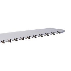 Oregon 13-inch curved saw teeth close-up highlighting tri-edge design for smooth cuts.