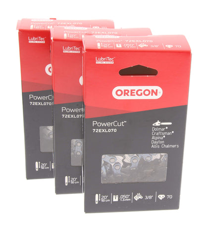 Oregon 20-inch Pro Chisel Chain 72EXL for Echo saws, optimized for fast, clean cuts.
