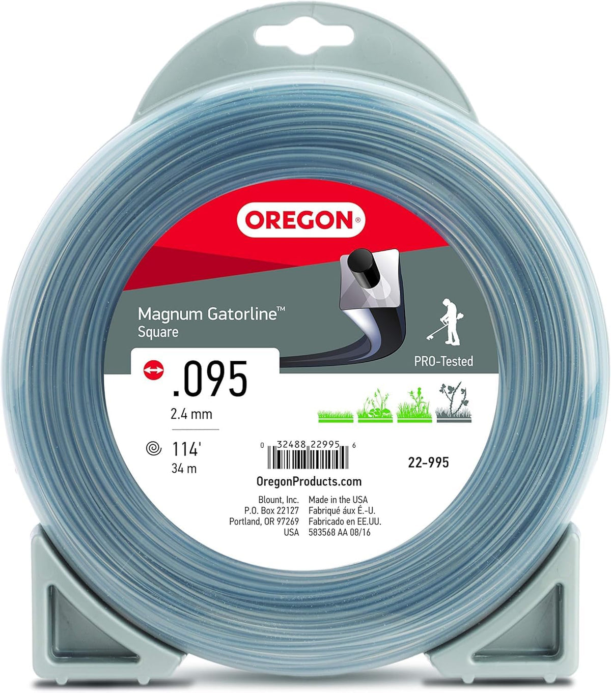 Oregon 22-995 Magnum Gatorline square trimmer line 0.095 in for heavy-weed cutting.