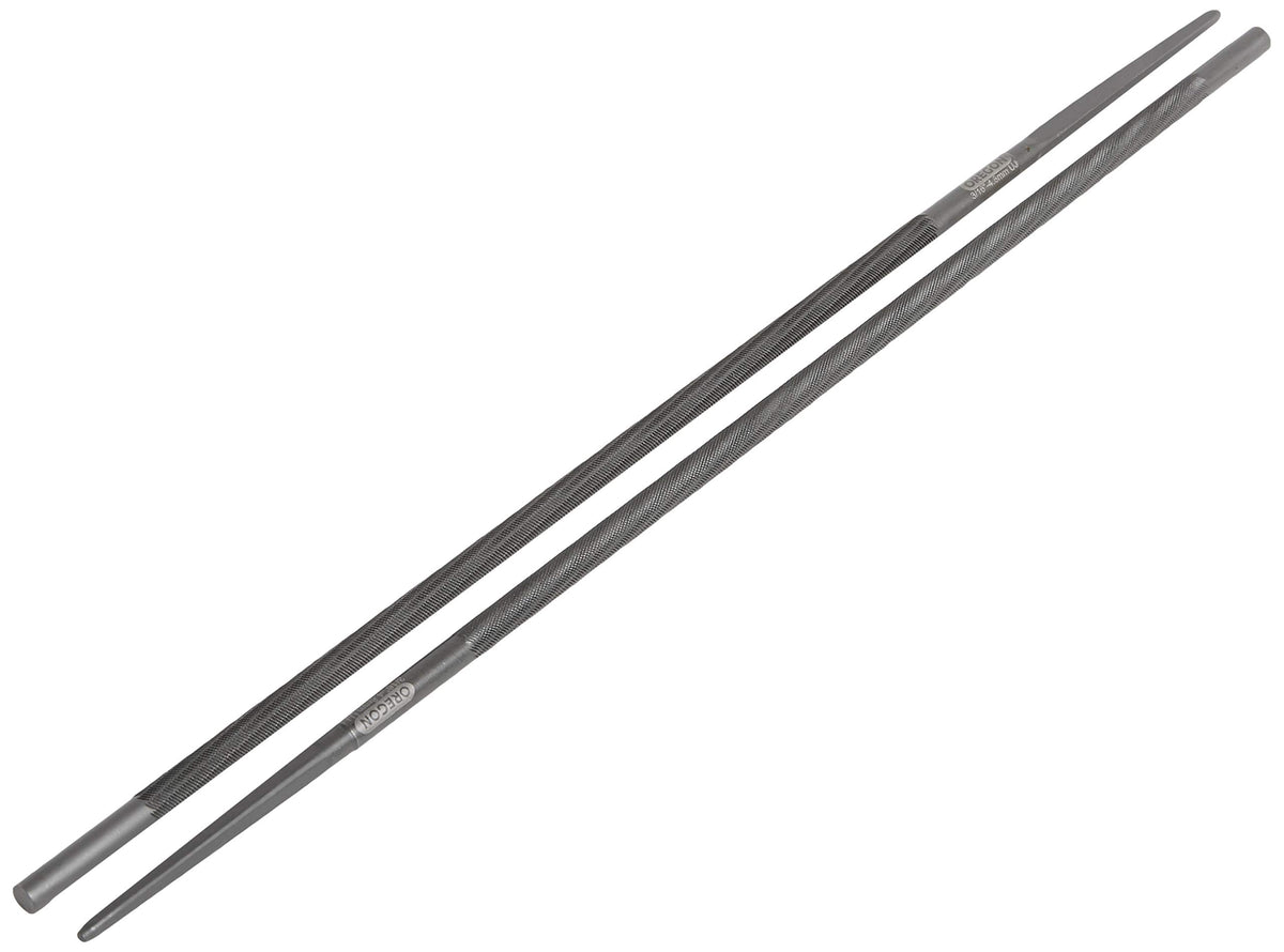 Oregon 23727 file shows wide spiral-tooth design for efficient sharpening