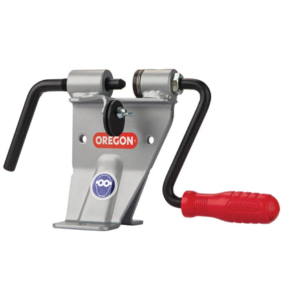 Oregon 24549B bench rivet spinner with ergonomic handle enables precise rivet spins for durable chains.