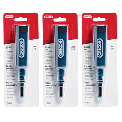 Oregon 26365 grease gun 3-pack enables precise lubrication of your chainsaw bar and chain.