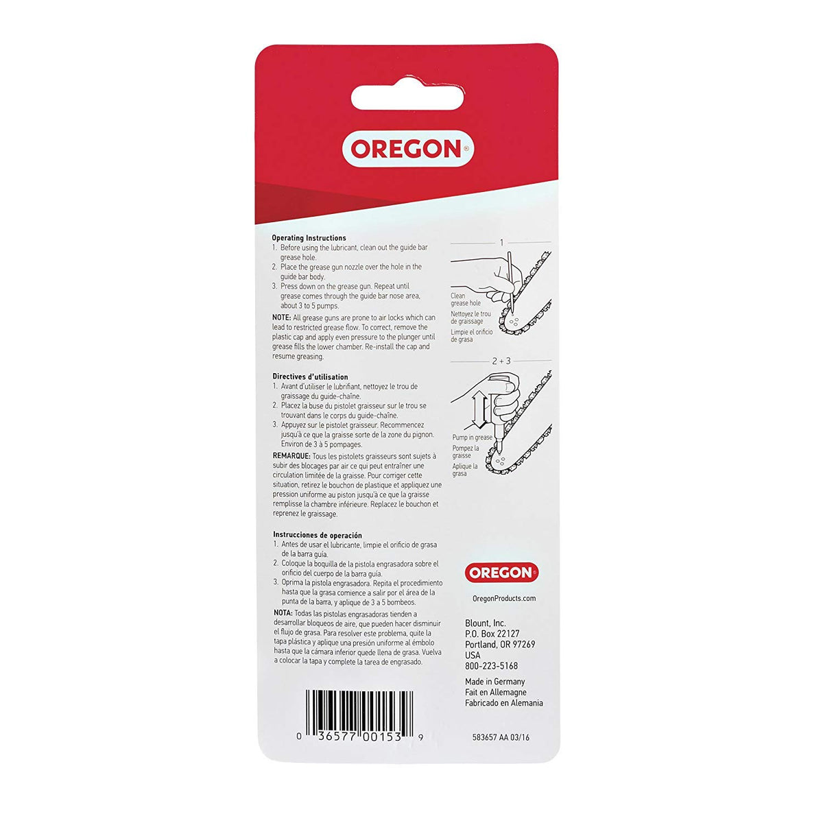 Oregon 26365 grease gun in use demonstrates efficient, mess-free lubrication on the job.