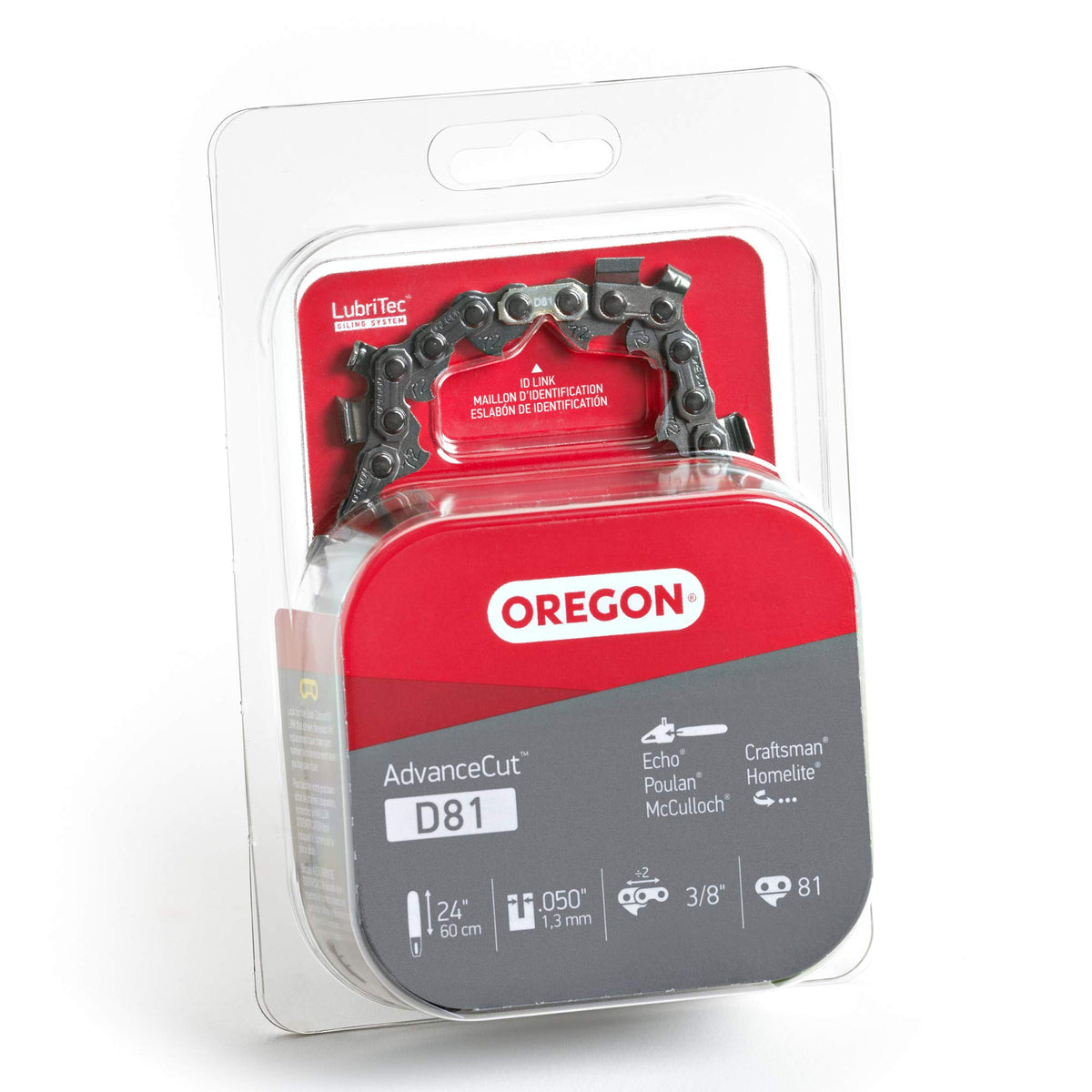 Hardened rivets on Oregon D81 improve wear resistance during tough cuts