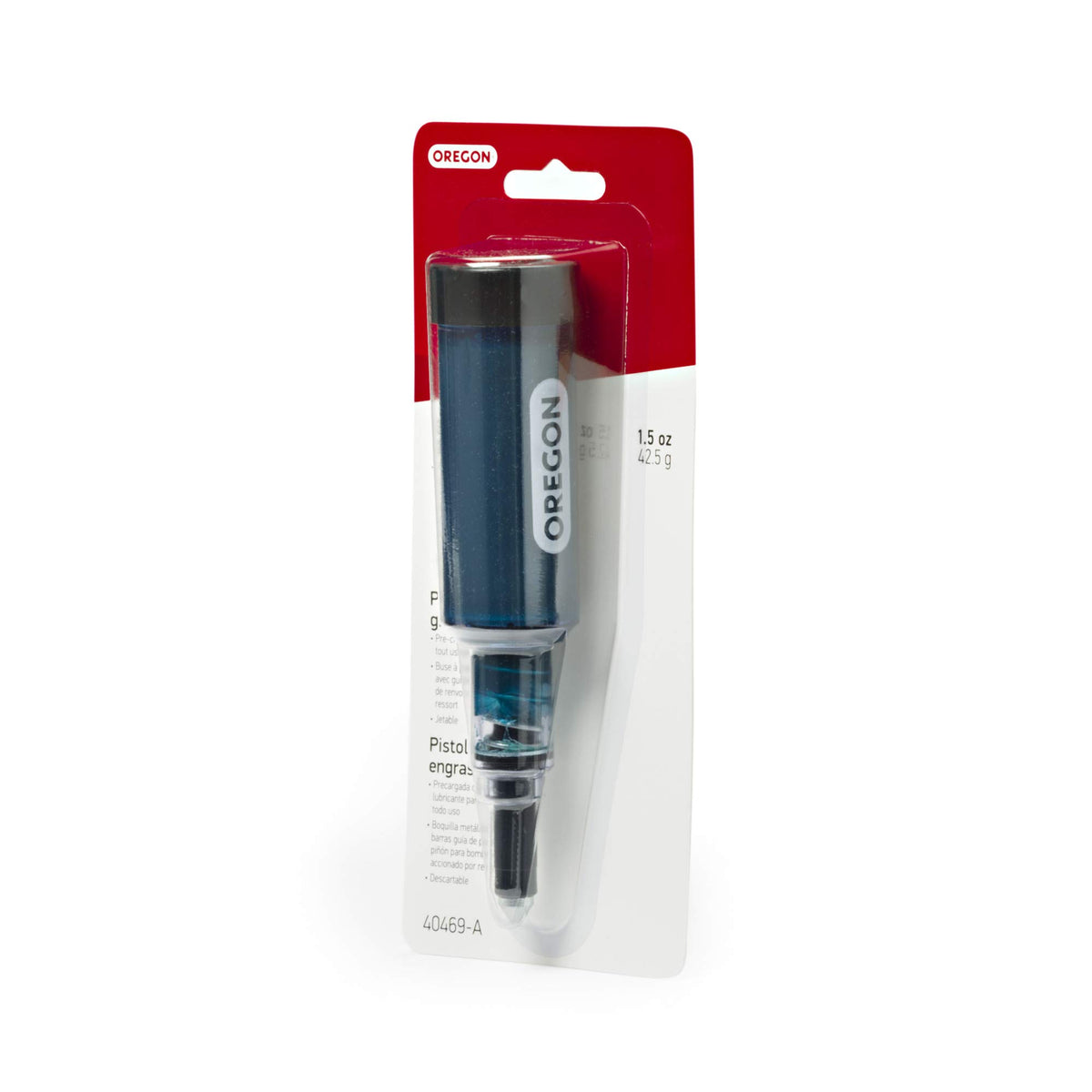 Oregon 40469-A cup-fitting nozzle enables quick self-dispensing lubrication.