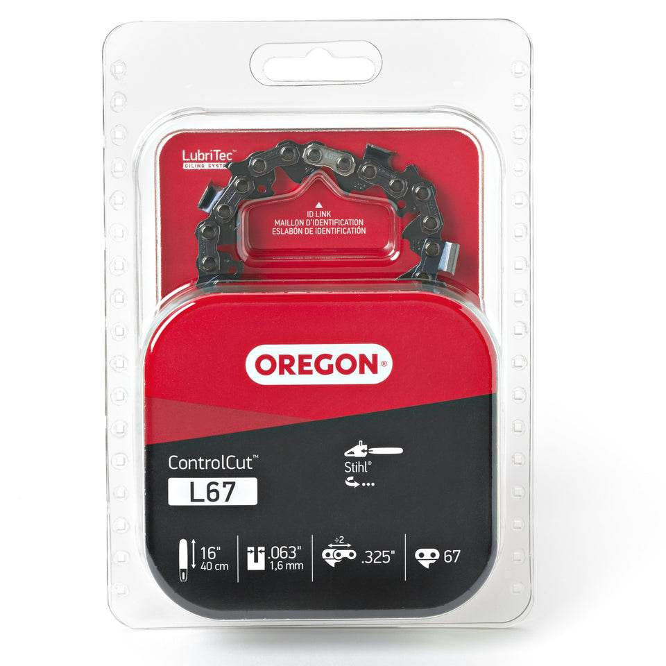 Oregon L67 chain on a Stihl 16-inch bar enables efficient cutting