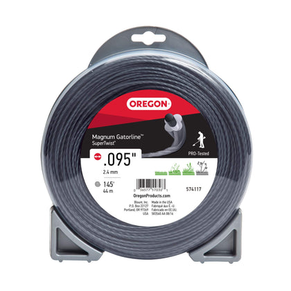 Oregon Magnum Supertwist trimmer line in a donut pack for easy loading and tangle prevention.