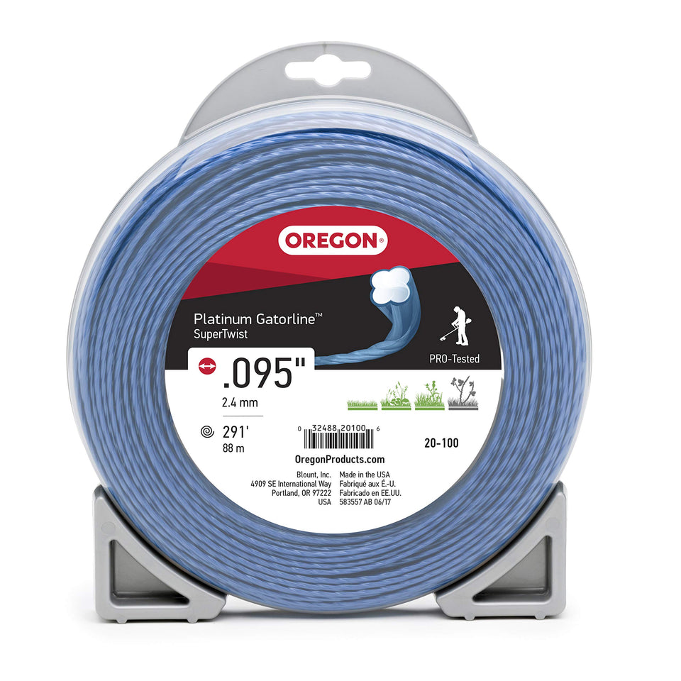 Oregon Platinum Gatorline Supertwist trimmer line pack shot highlighting durability for demanding edging