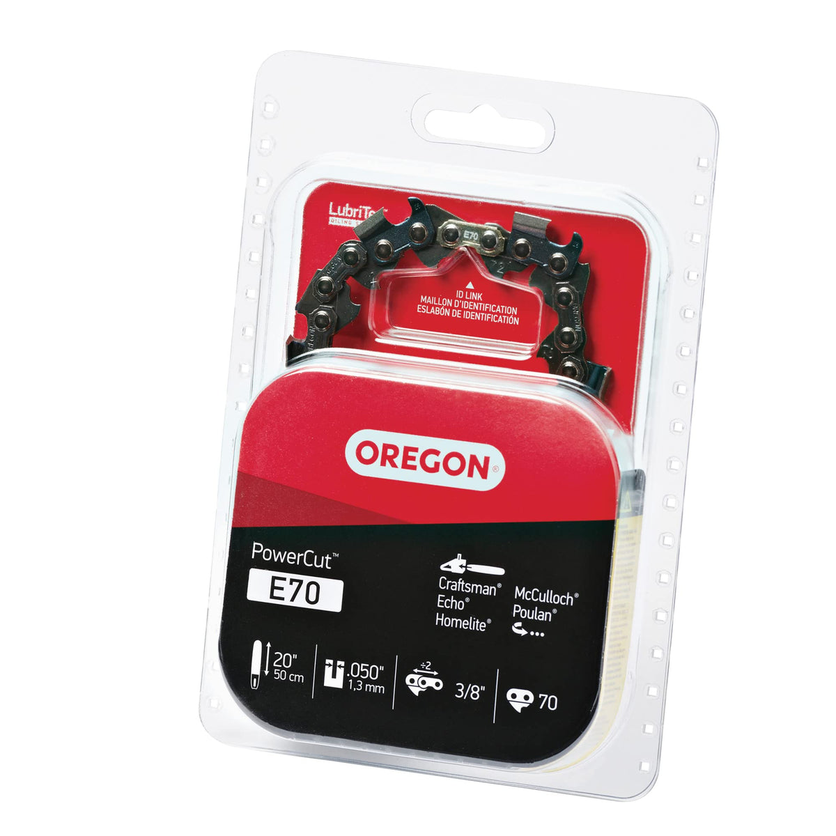 Oregon PowerCut 38-pitch chain on a 20 inch bar for efficient cutting