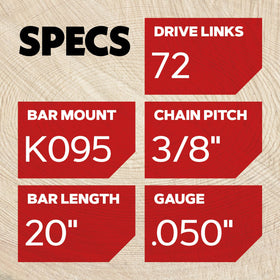 Oregon PowerCut 38-pitch 050-gauge chain fits precisely for maintenance.