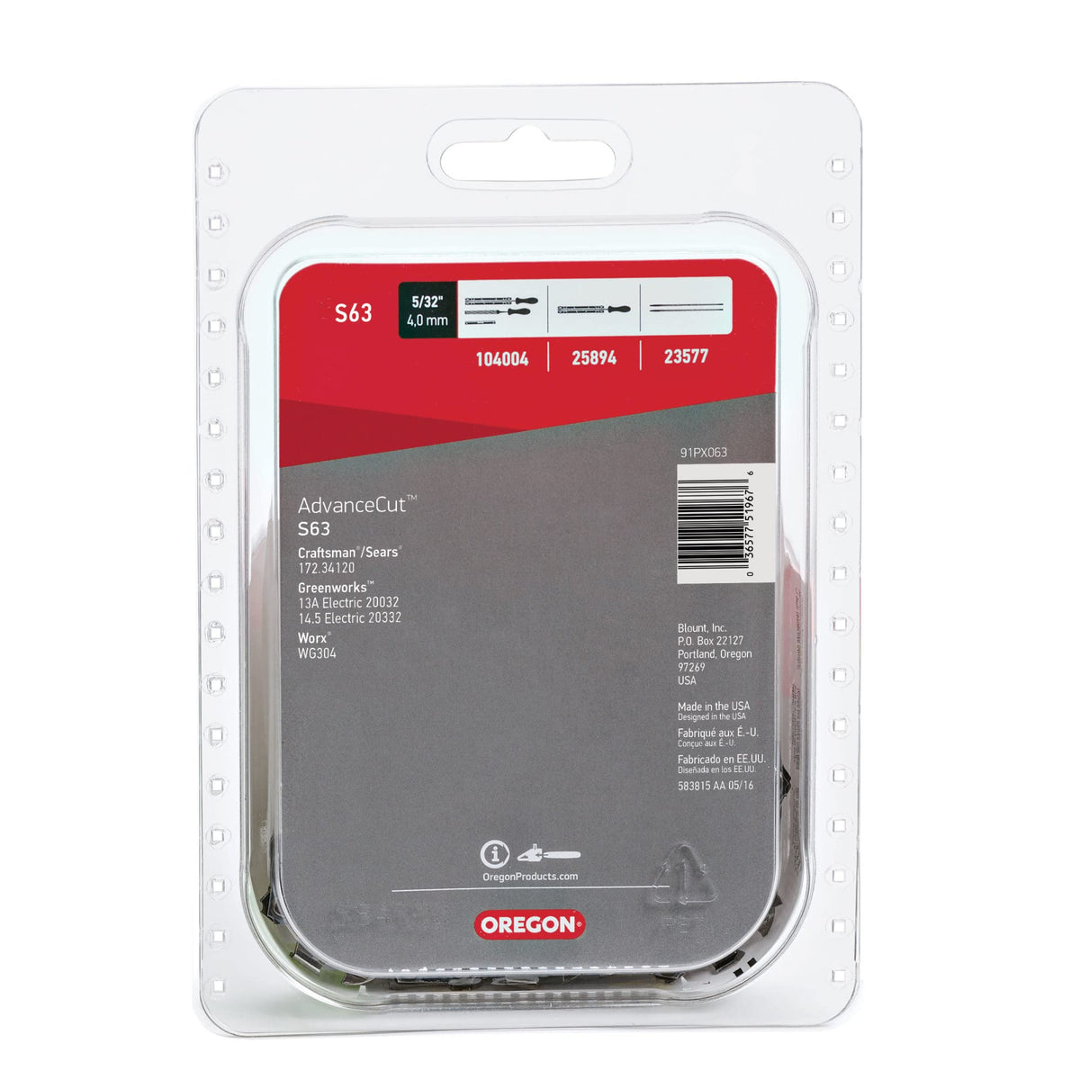 Oregon S63 .050 gauge supports precise, strong cutting