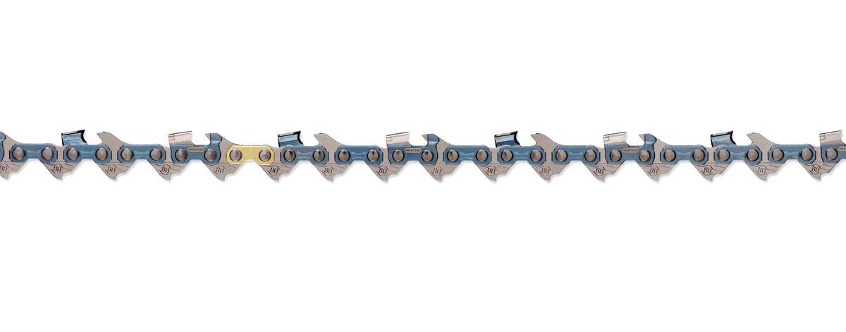 Blued cutters on Oregon SpeedCut Nano chain showing corrosion protection