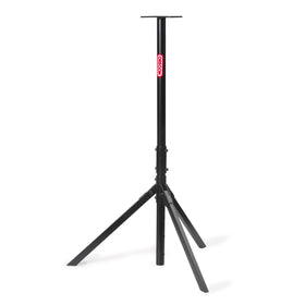 Oregon Tripod Grinder Stand folded for transport, ideal for on-site sharpening.