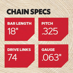 Oregon V74 PowerCut full-chisel cutters deliver swift wood removal.