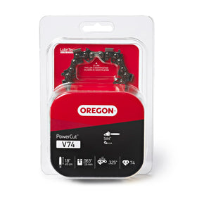 Oregon V74 PowerCut on an 18-inch bar delivers clean, precise cuts.