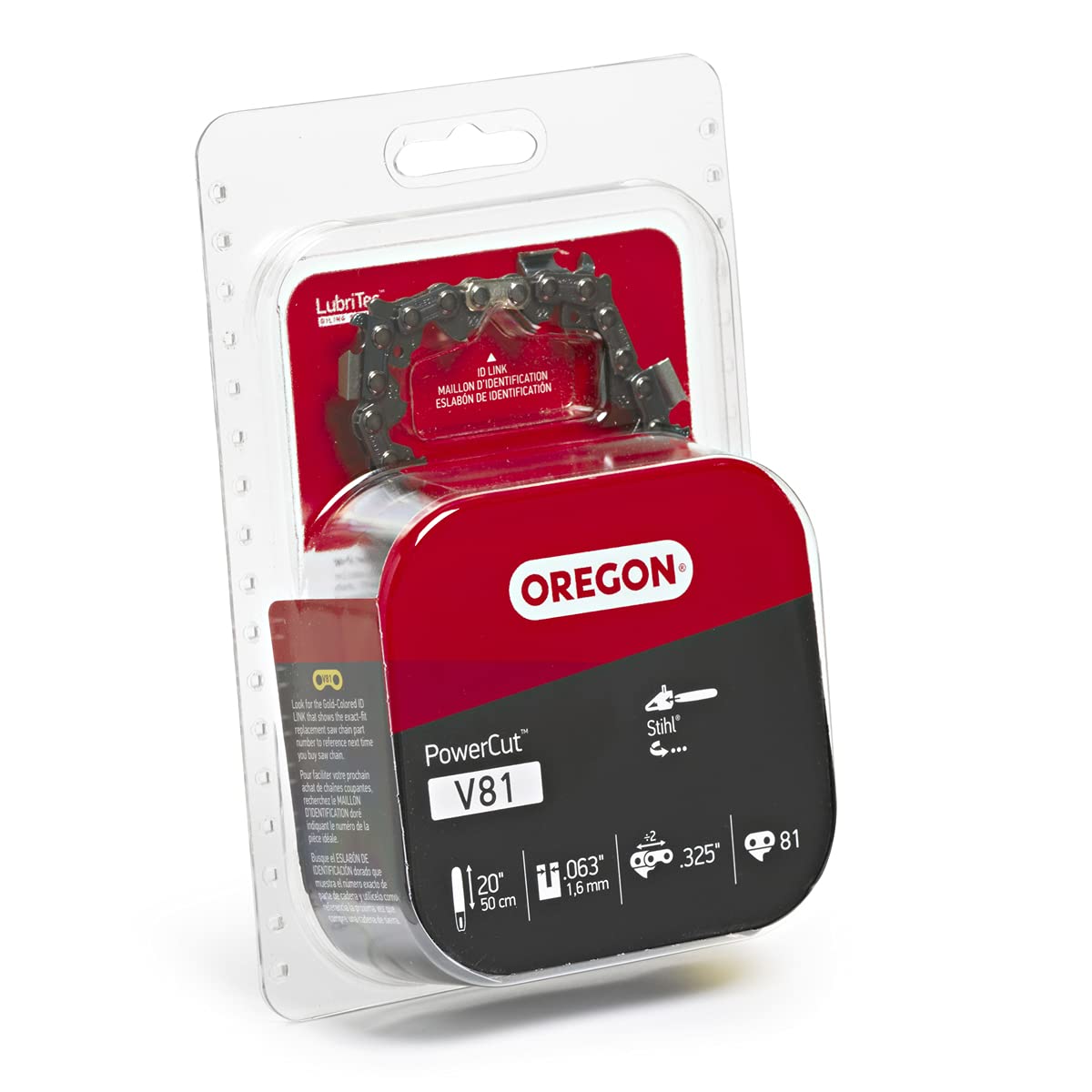 Oregon V81 PowerCut chain with blued cutters for corrosion protection
