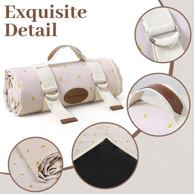 OrgaNatureQueen foldable picnic blanket shown compact for travel.