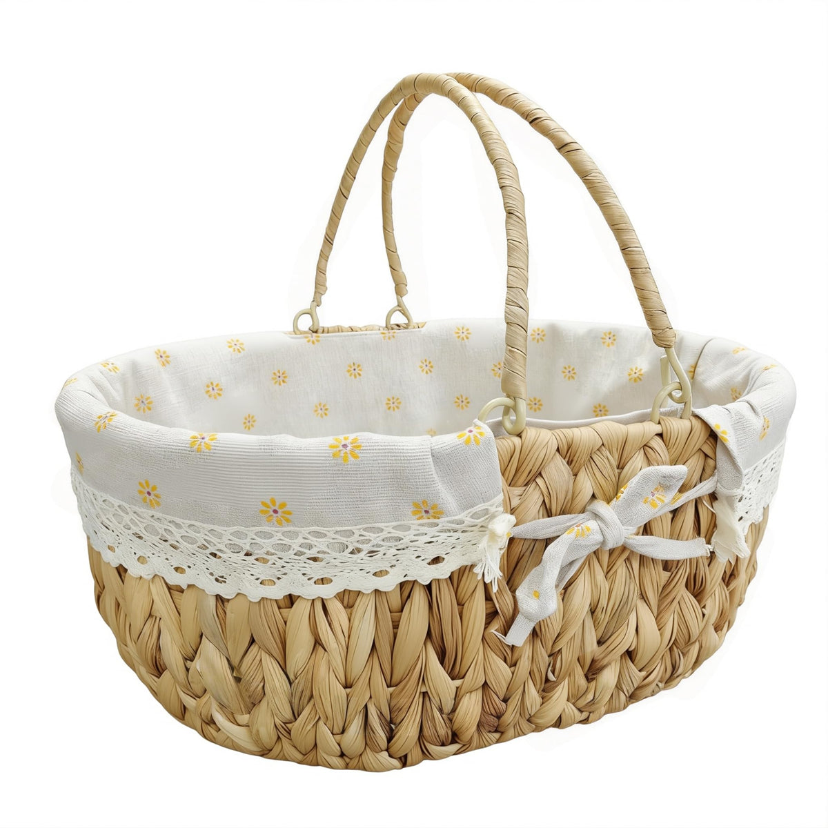 OrgaNatureQueen wicker picnic basket with folding handles for easy outdoor transport.