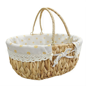 OrgaNatureQueen wicker picnic basket with folding handles for easy outdoor transport.