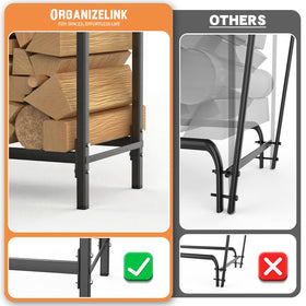 organizelink firewood rack vented cover design promotes airflow to prevent moisture
