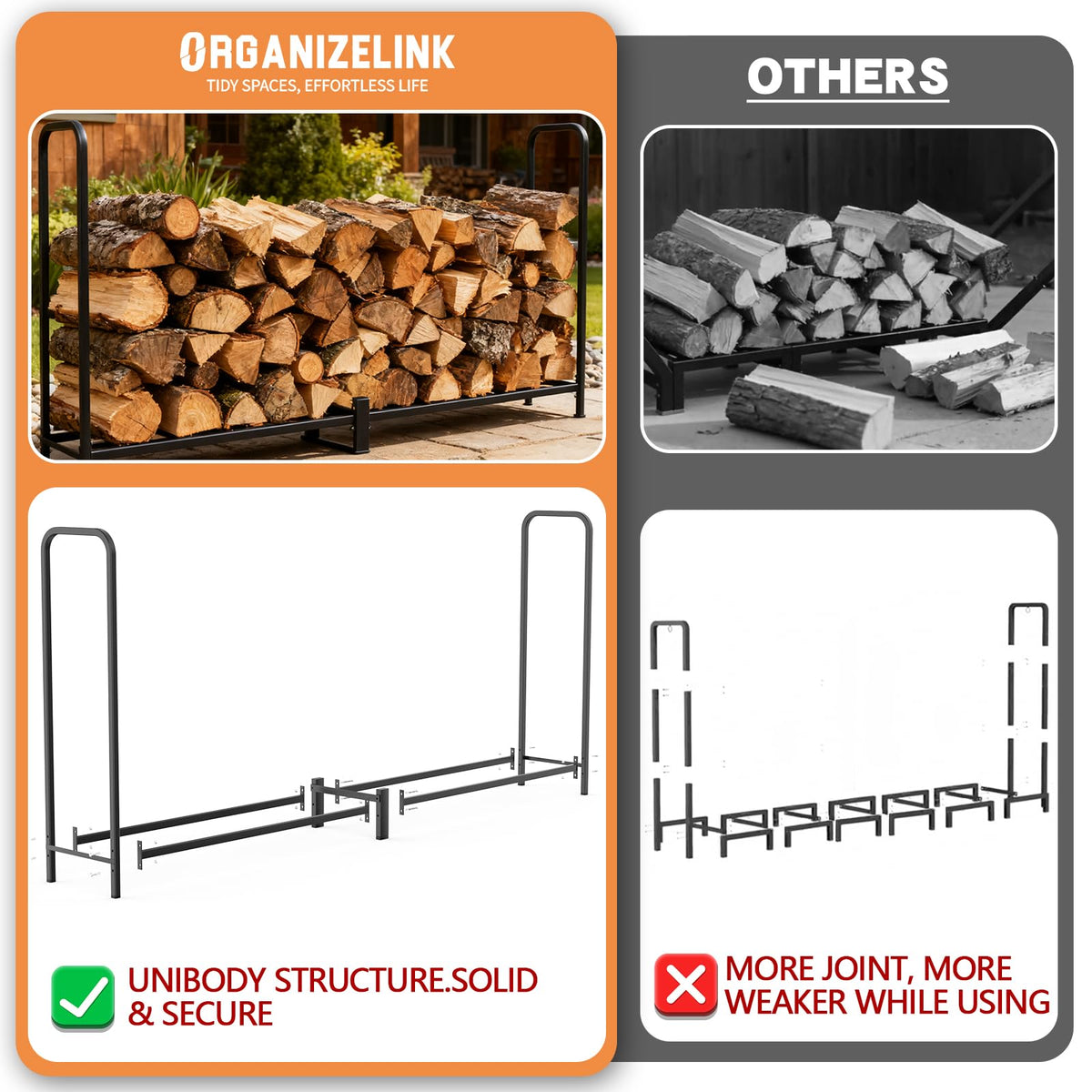 organizelink firewood rack waterproof cover 600d protects logs from rain and snow