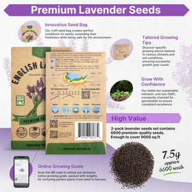 Organo Republic lavender seeds bag and label ready for planting