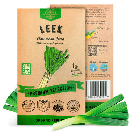 Organo Republic Onion Leek Seeds Pack cover showing packaging for easy storage and planting.