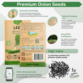 Organo Republic Onion Leek Seeds Pack inside envelope preserves freshness for future planting.