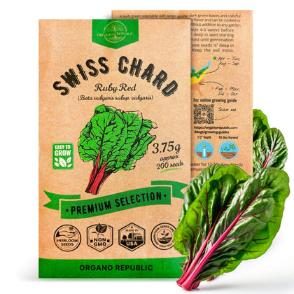 Organo Republic Ruby Red Swiss chard seeds pack for home gardens and fresh greens