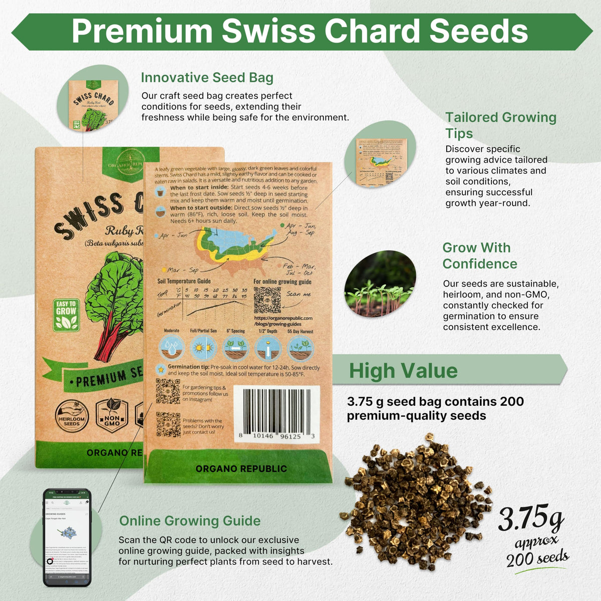 Organo Republic seed envelope protects seeds from light and moisture for longevity