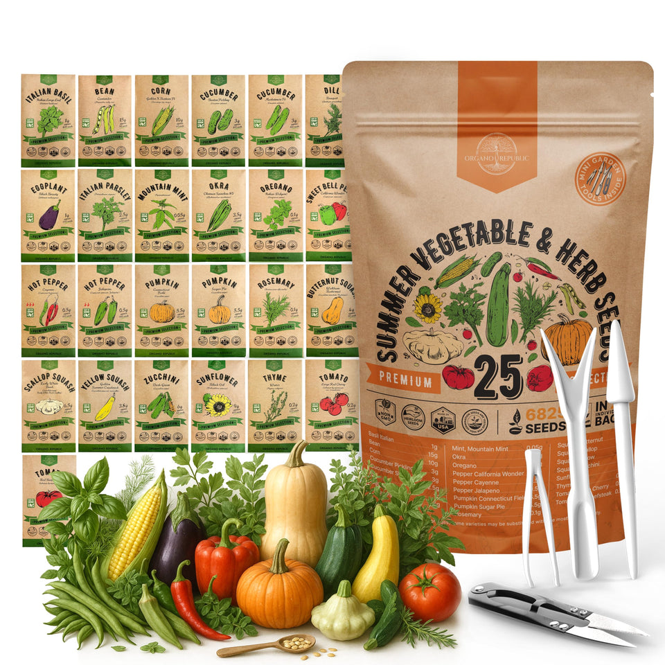 Organo Republic seed pack inside a resealable bag for easy storage.
