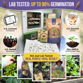Organo Republic seed packets inside waterproof bag for indoor or outdoor planting.