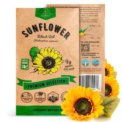 Organo Republic sunflower seeds pack front view for planting in the garden