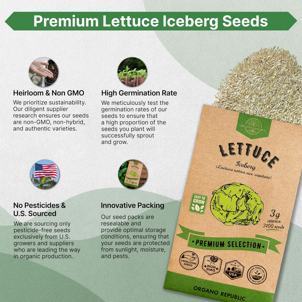 Organo Republic sustainable packaging protects seeds from light and moisture