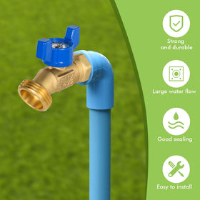 ORIANSE brass hose bibb packaging in blue indicates included kit and specs.